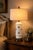 Shabby Chic Vintage Floral Milk Glass Table Lamp With Aged Bronze Finish and Linen Shade For Sale - Image 3 of 3