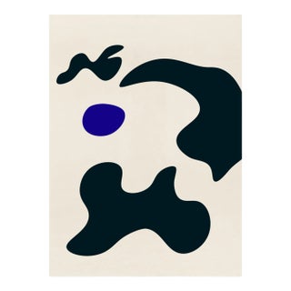 Modern Abstract With Biomorphic Shapes Blue and Black #1 Print For Sale