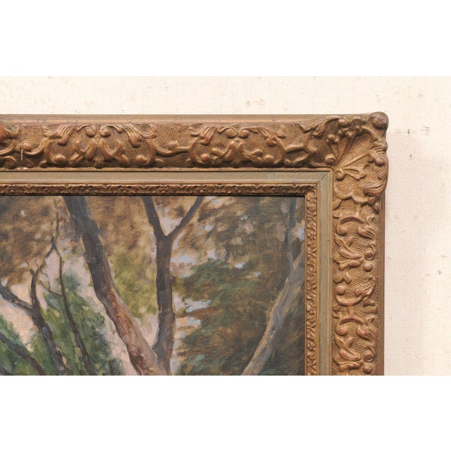 Dark Green Early 20th Century Swedish Shoreline Painting, Beautiful Frame For Sale - Image 8 of 13