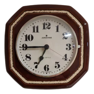 Vintage German Wall Clock with Brown Ceramic Housing from Junghans, 1970s