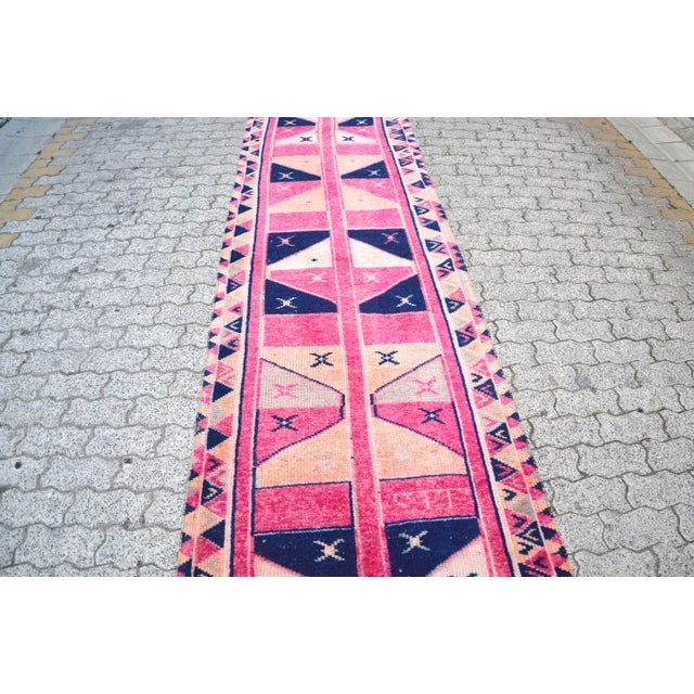 1960s Vintage Turkish Handmade Runner For Sale - Image 9 of 11