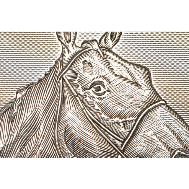 1950s Luxurious Engine Turned Horse Antique Sterling Silver Desk Trinket Jewelry Box Home Decor For Sale - Image 5 of 15