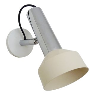 Adjustable Wall Spotlight in Chrome-Plated and White Lacquered Metal, 1970s For Sale