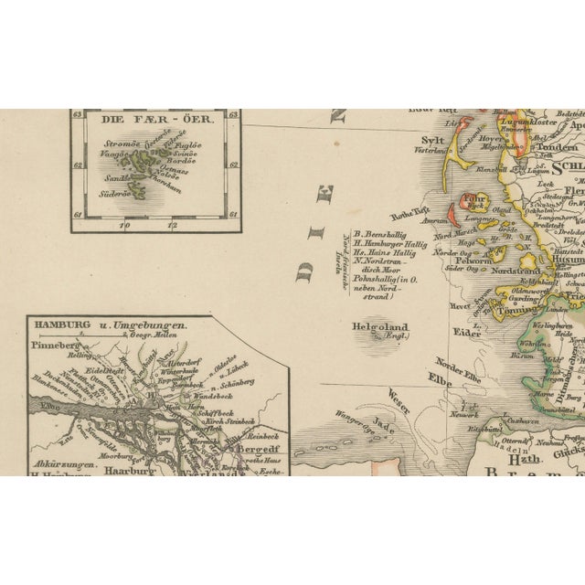 Mid 19th Century Antique Map of Denmark, 1858 For Sale - Image 5 of 10