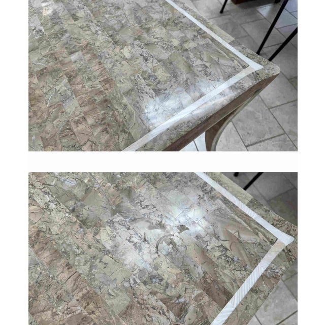Maitland-Smith Style Tessellated Marble Stone Game / Dining Table – Neoclassical Modern Luxury For Sale - Image 12 of 14