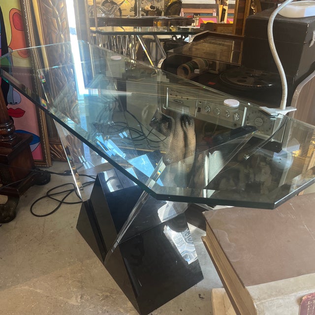 Black Lucite and Glass in the Style of Roche Bobois by Maurice BariloneVictoire For Sale - Image 8 of 12