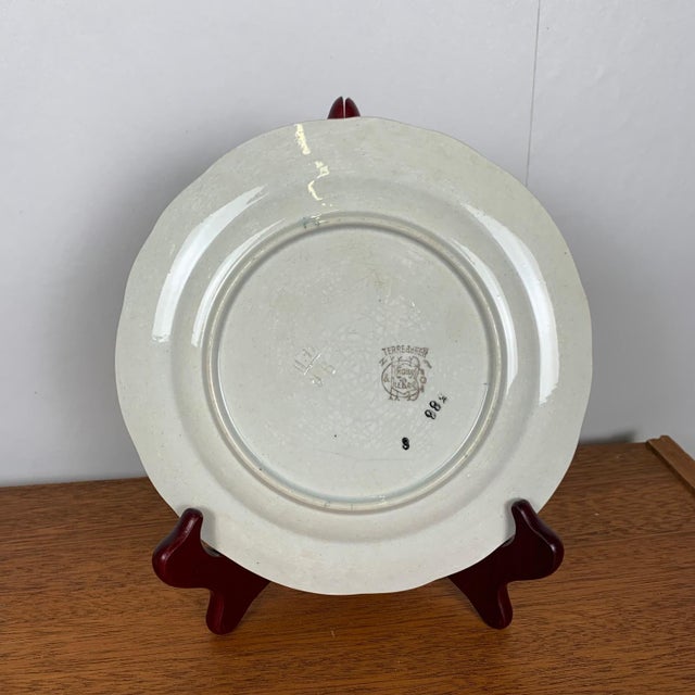 Choisy Le Roi Plates in Earthenware with Floral Motif, Late 19th Century, Set of 2 For Sale - Image 4 of 10