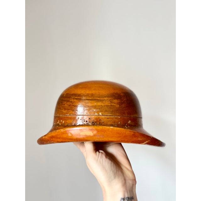 1930s Antique Wooden Bowler Hat Block Mold, Early 20th Century For Sale - Image 5 of 10