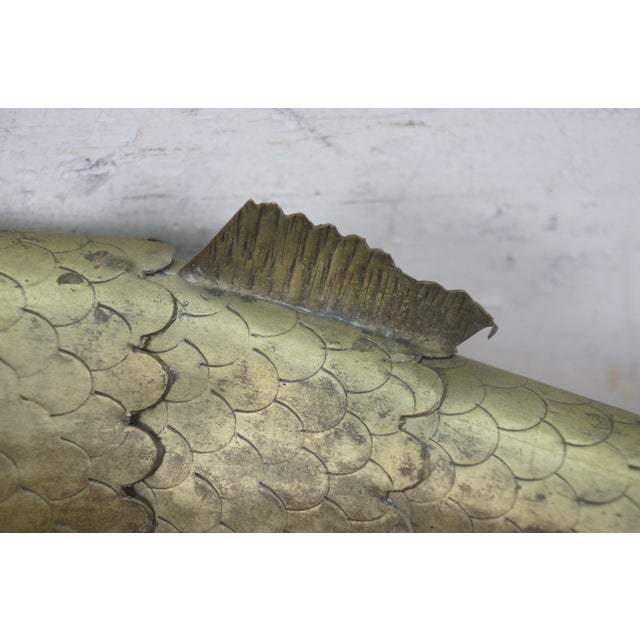 Large Vintage Brass Articulated Koi Fish on Hook Hanging Sculpture 23" For Sale - Image 14 of 14