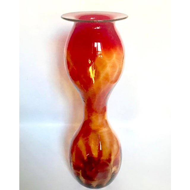 Mid-Century Modern Early 2000s Blenko #2129 Amberina 19" Swirl Optic Floor Vase For Sale - Image 3 of 7