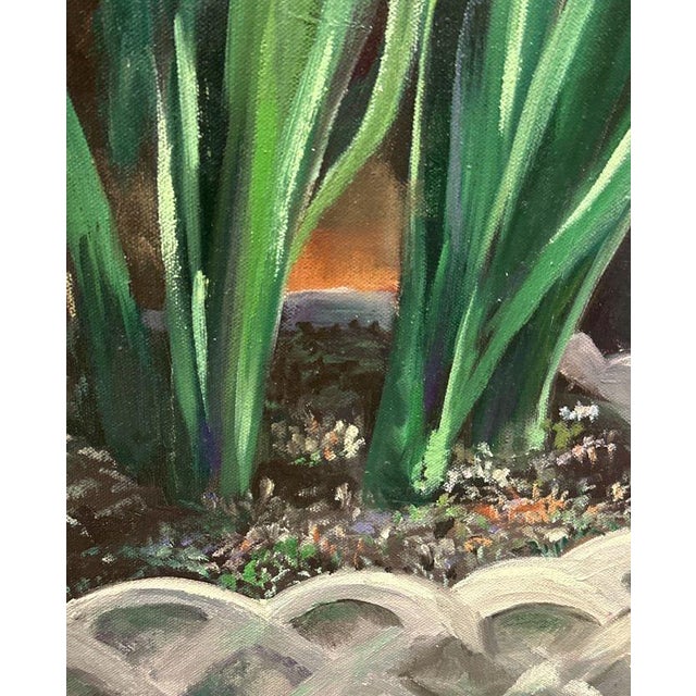 Green Original Signed Mary Helen Seago "Hyacinths" Oil on Canvas Painting For Sale - Image 8 of 10