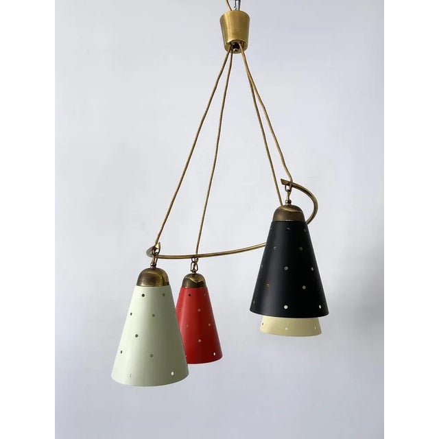 1950s Mid-Century Modern Four-Armed Chandelier, Germany, 1950s For Sale - Image 5 of 18