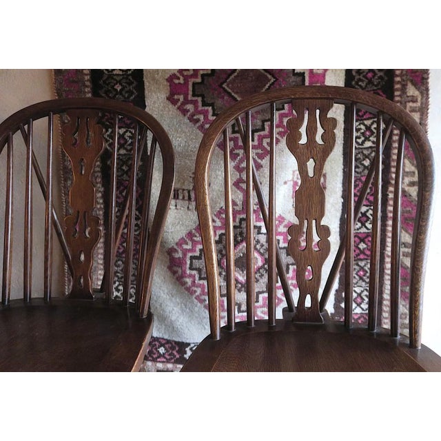 Mid-Century Modern Oak Lyre-Back Windsor Chairs, Set of 6 For Sale - Image 11 of 17