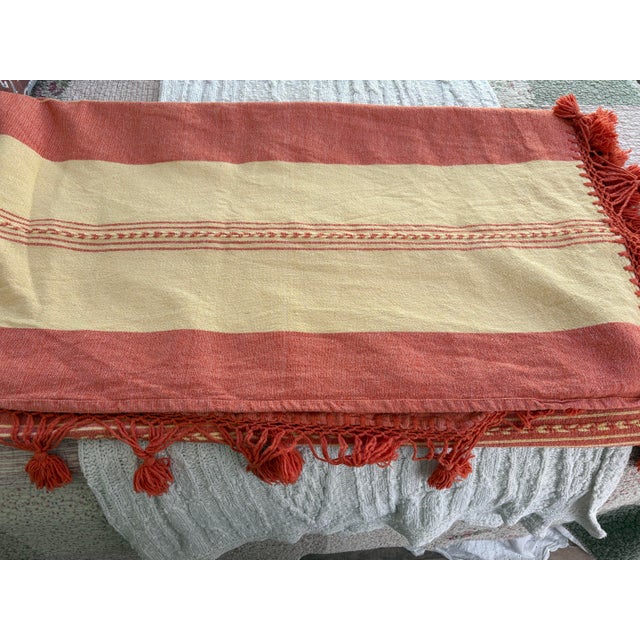 Mustard Vintage Large Cotton Linen Coverlet or Tablecloth For Sale - Image 8 of 8