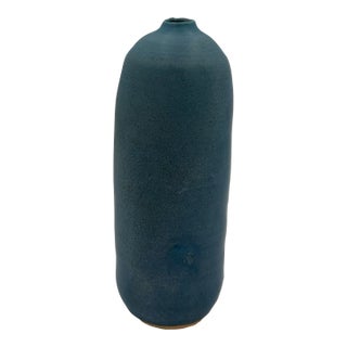 Vintage Studio Pottery Blue Vase For Sale