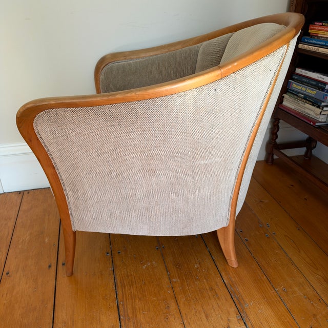 Beige Mid-Century Modern Danish Skipper Mobler Style Bentwood Maple Club Library Arm Chair For Sale - Image 8 of 15