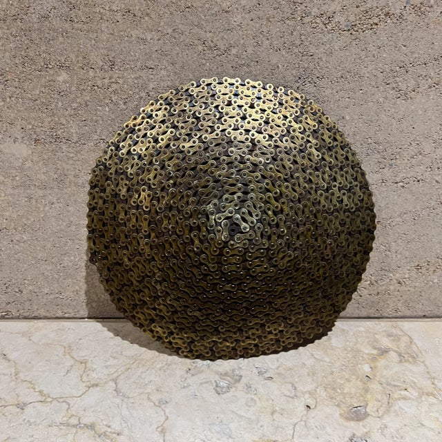 Mid-Century Modern 1970s Studio Art Hand Crafted Bike Chain Bowl For Sale - Image 3 of 6
