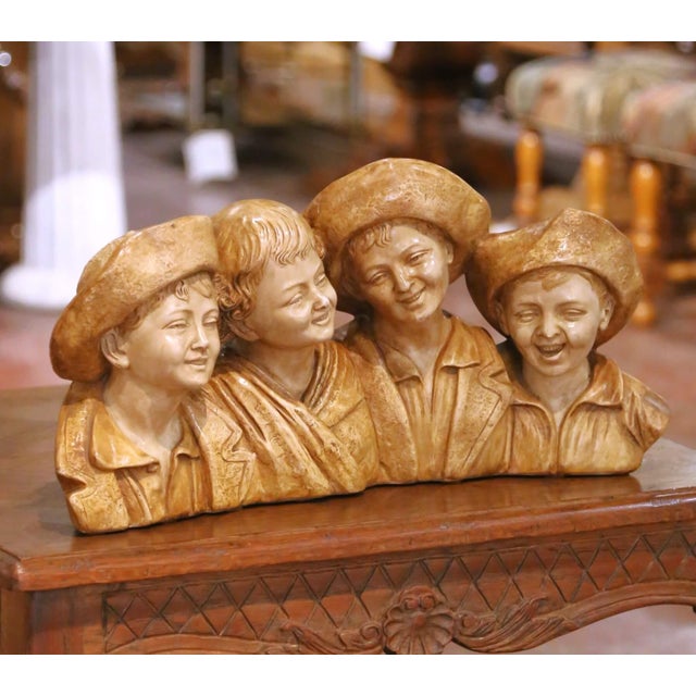 Italian Early 20th Century Italian Terracotta Sculpture of Four Boys by S. Melani For Sale - Image 3 of 11