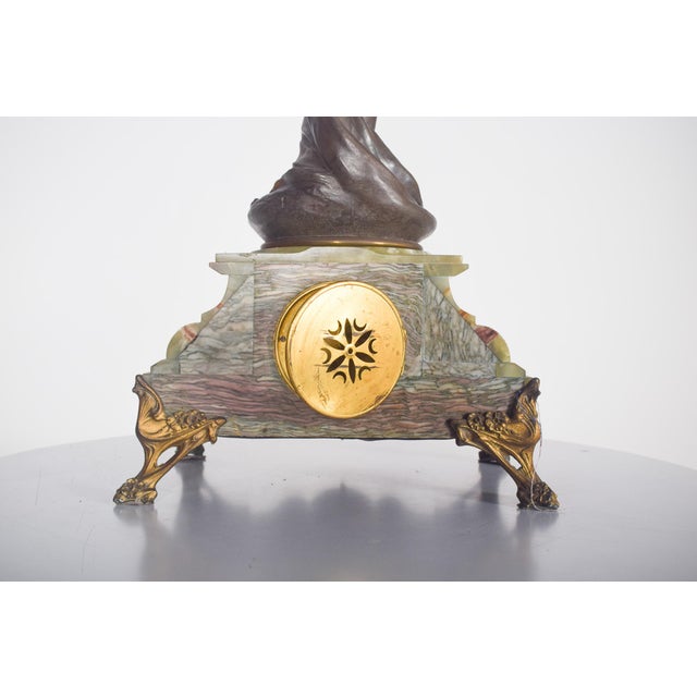 French Table Clock with Marble Base and Figure, 1910s For Sale - Image 6 of 9