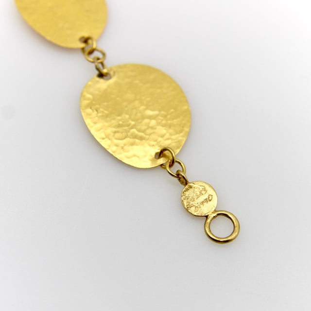 24k Gold Gurhan Lush Collection Hand-Hammered Disc Bracelet For Sale - Image 9 of 11