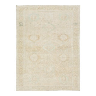 1920s Antique Persian Heriz Beige Wool Rug With Allover Design For Sale