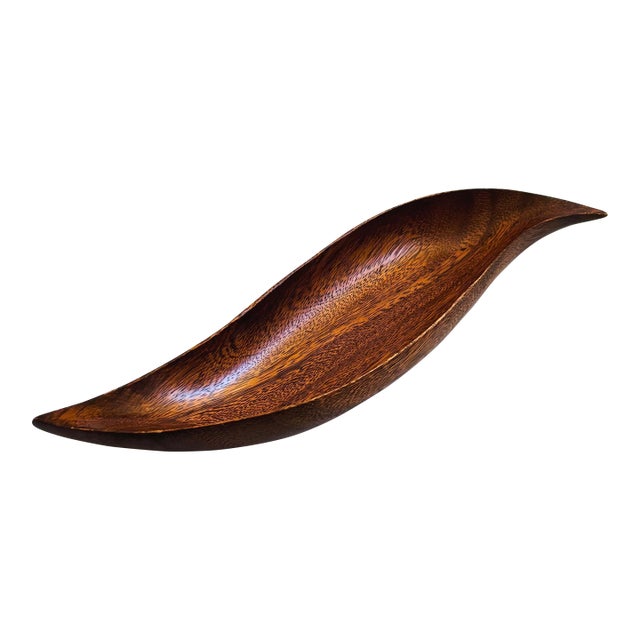 Long Vintage Curved Wood Tray For Sale