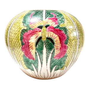Antique Chinese Famille Verte Bok Choy Cabbage Leaf Butterfly Dragonfly Melon Jar Vase