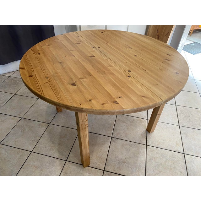 Vintage Extendable Round Table in Pine, 1970, Set of 2 For Sale - Image 14 of 18