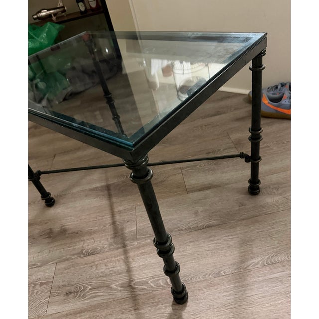 1960s Vintage Sculptural Iron Side Table After Giacometti Verdigris Finish For Sale - Image 5 of 7