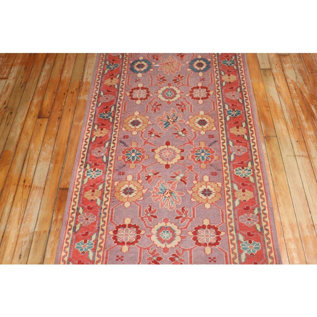 Turkish Early 20th Century Purple Narrow Long Turkish Runner - 2'8" x 22'5" For Sale - Image 3 of 9
