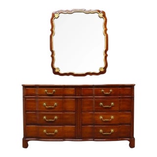 English John Widdicomb Regency Style 8-Drawer Sideboard & Mirror C1950 For Sale