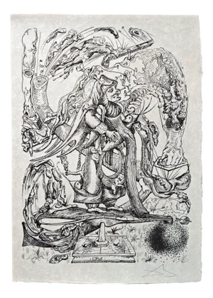 Salvador Dali, Antiphysie from Les Songes Drôlatiques de Pantagruel, Original Large Lithograph, 1973