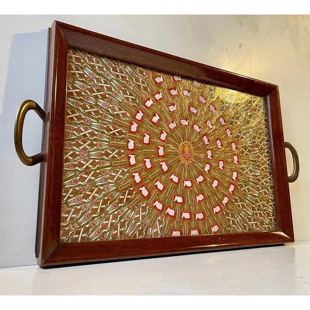 Antique Mahogany Serving Tray with Cuban Cigar Bands, 1920s For Sale - Image 10 of 10