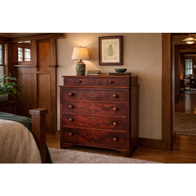 Vintage Late 19th Century Flame Walnut Highboy Dresser Art Deco Antique For Sale - Image 14 of 14