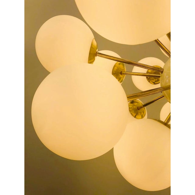 Not Yet Made - Made To Order 21st Century Ovale Natural Brass Matte White Murano Sputnik Chandelier by Fabio LTD For Sale - Image 5 of 7