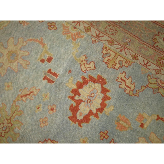 Antique Zabihi Collection Blue Turkish Oushak Rug - 9'8" x 13'4" For Sale - Image 4 of 10