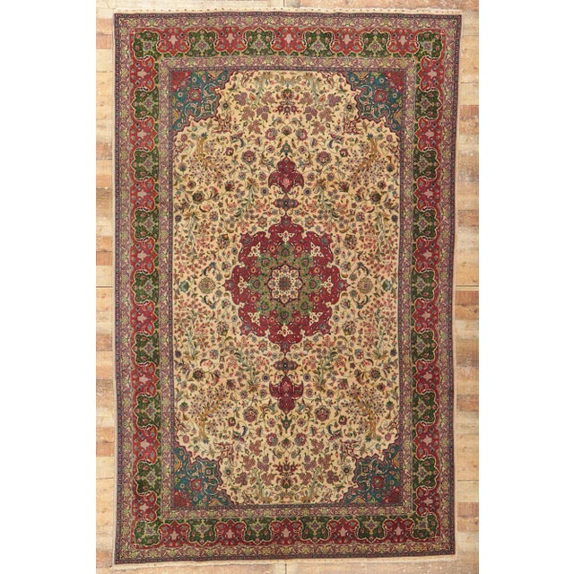 Tan Late 20th Century Vintage Persian Tabriz Rug, 06'06 X 10'05 For Sale - Image 8 of 9