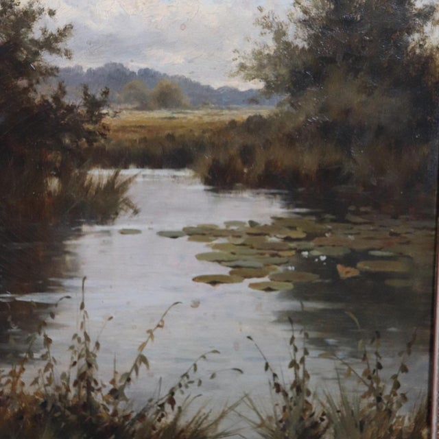 J. Paulman, River Landscape, Oil Painting on Canvas, Late 19th Century, Framed For Sale - Image 6 of 15