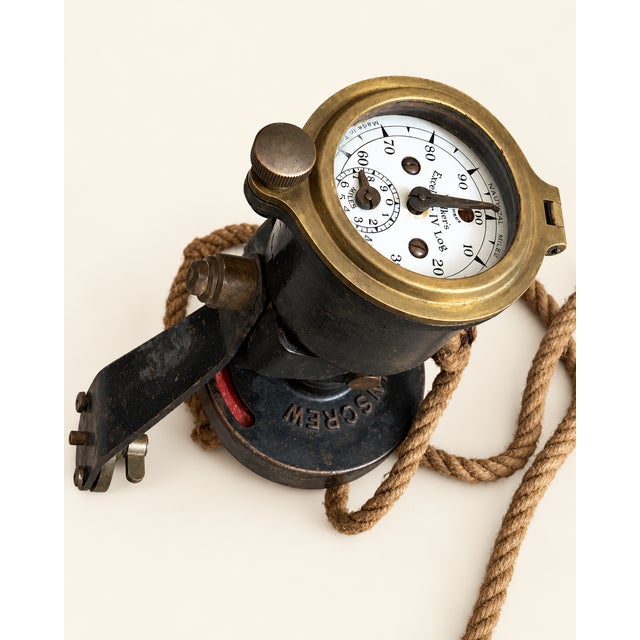 Industrial Vintage British Excelsior IV Nautical Patent Log in Wooden Case from Thomas Walkers & Son, 1940s For Sale - Image 3 of 10