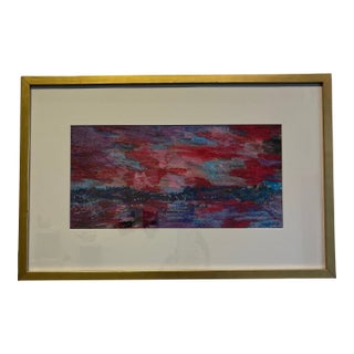 Molly Schiff Painting 1960s Abstracted Wax Pastel on Paper Gold Frame For Sale