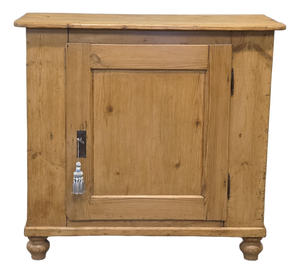 Antique English Pine Single Door Cupboard With Working Key and Original Hardware