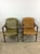 Pair of Mid Century Modern Green & Gold Vinyl Lounge Chairs With Walnut Frames For Sale - Image 9 of 12