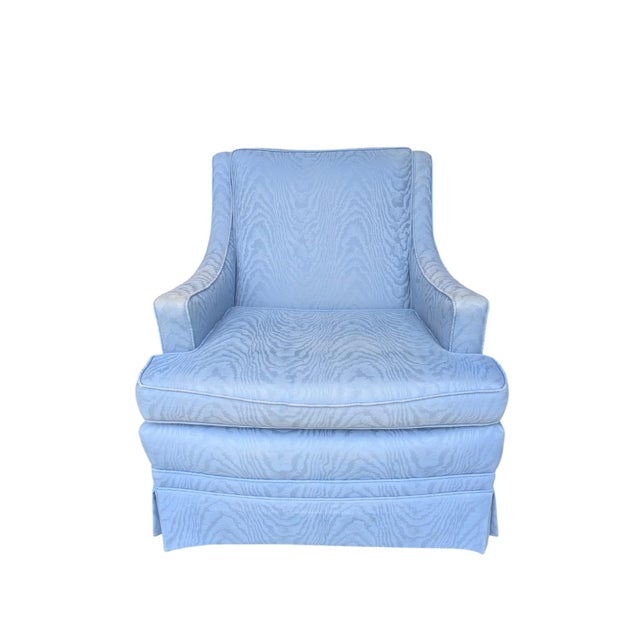 English Vintage Custom Upholstered Blue Club Chair- A Pair For Sale - Image 3 of 18