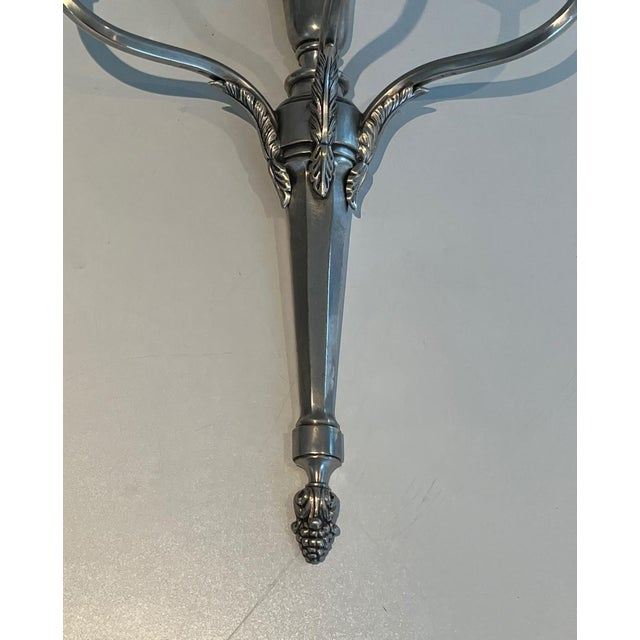 1900 Large silver metal 3-arm wall lights - a Pair For Sale - Image 11 of 12