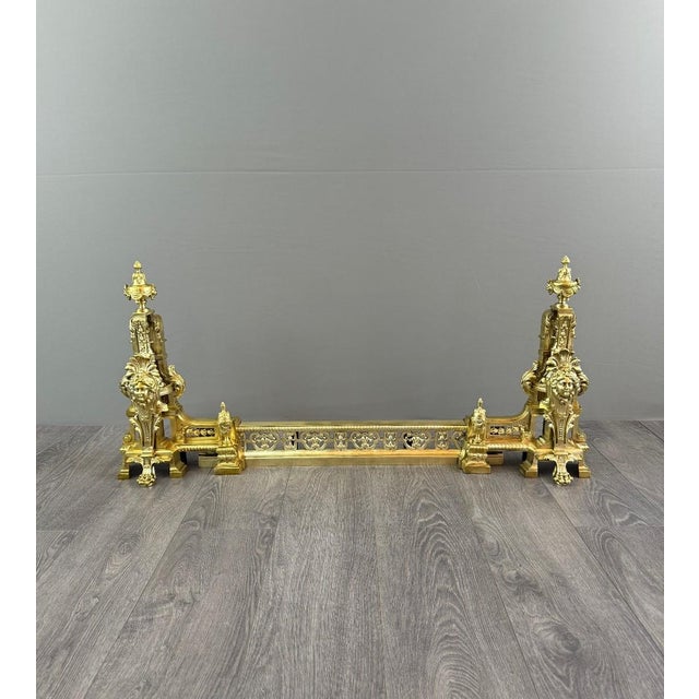 19th Century Louis XVI Gilt Bronze Andirons, 1890s, Set of 3 For Sale - Image 11 of 11