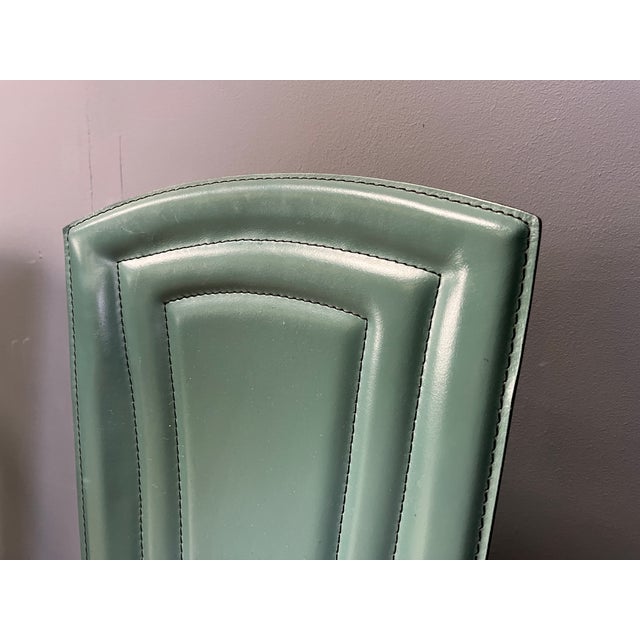 Green Vintage Green Leather Dining Chairs, 1980s, Set of 4 For Sale - Image 8 of 8