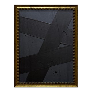 Ron Giusti Mini Abstract Charcoal Black Acrylic Painting For Sale