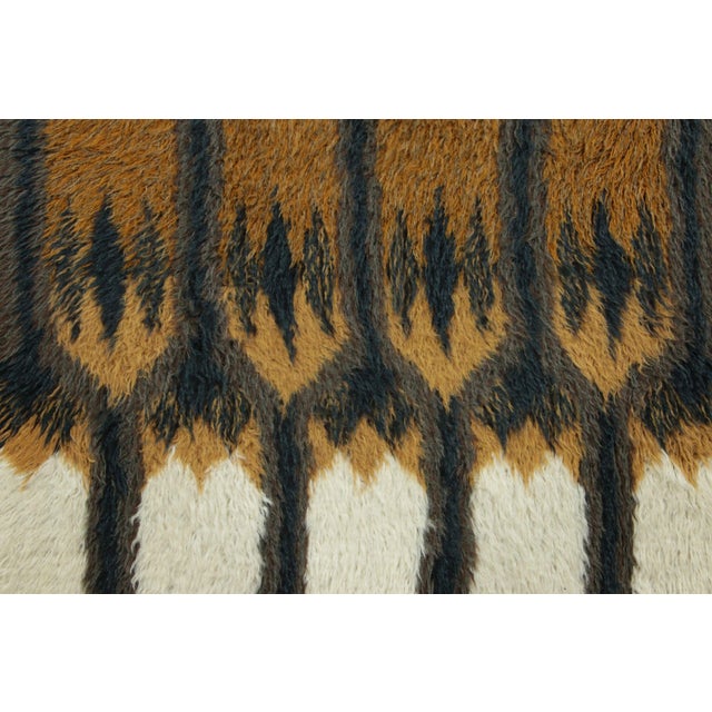 Mid-Century Modern Vintage Swedish Rya Rug With Gray, Brown & White Geometric Pattern- Rug & Kilim For Sale - Image 3 of 7