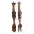 1960s Mid-Century Spanish Revival Oversized Hand-Carved Wood Fork & Spoon Wall Decor - Pair For Sale