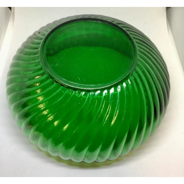 1950s Swirling Green Glass Serving Bowl For Sale In Portland, ME - Image 6 of 12
